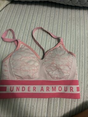 Under Armour Light Pink Seamless Support Sports Bra with Dark Pink Band